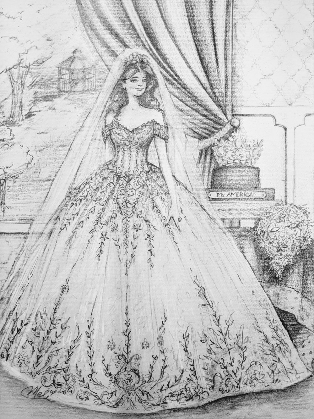 Susan's Wedding Gown 2018 Illustration